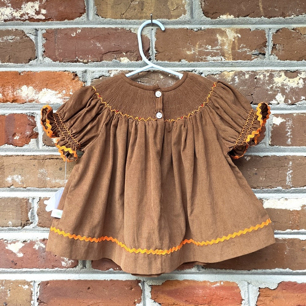 Lolly Wolly Doodle Girls Dress Size 18M Fall Autumn Leaves Corduroy Cottagecore - Picture 3 of 12